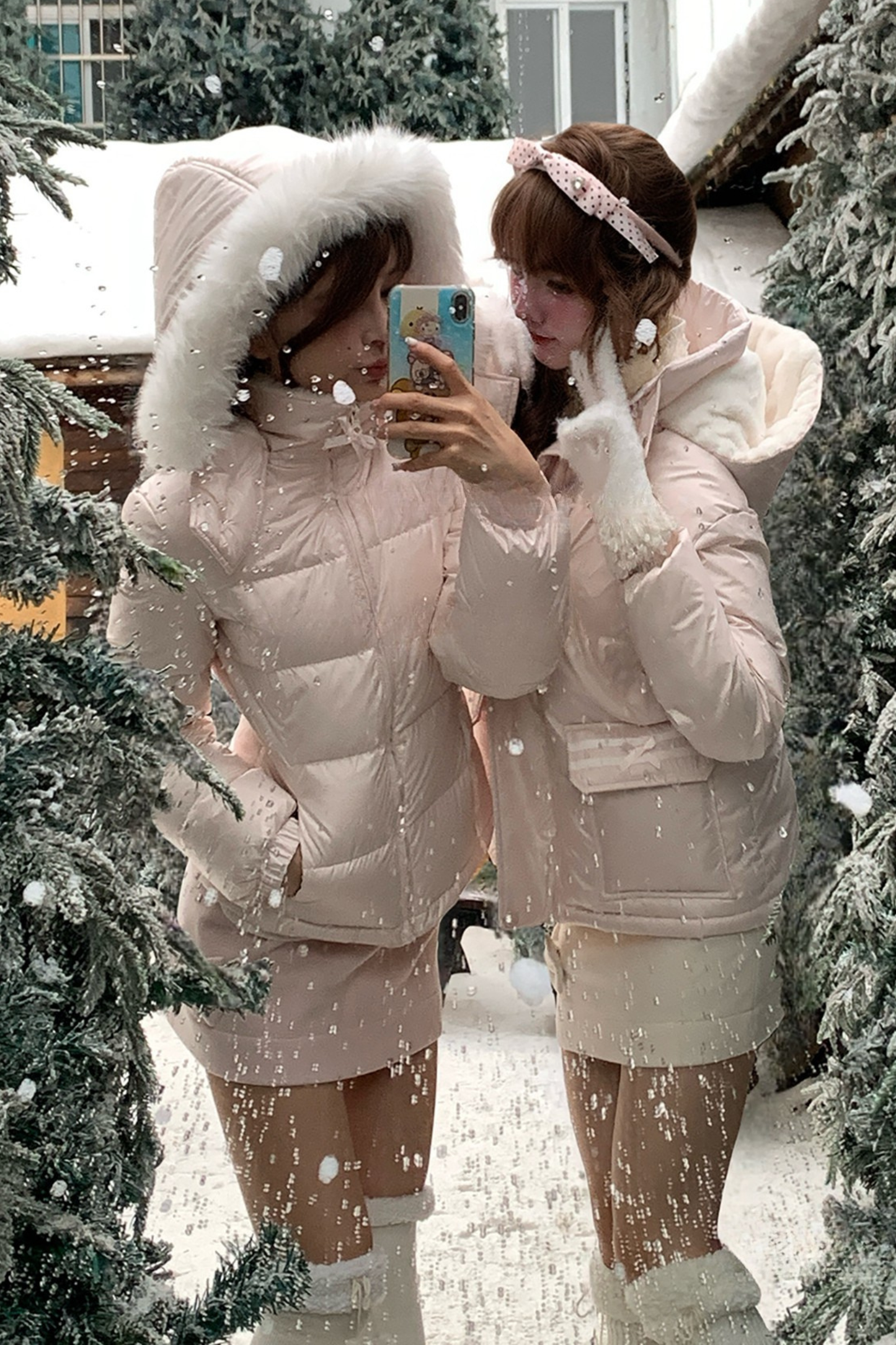 ファーフードダウンジャケット