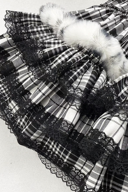 ダークチェックティアードスカート