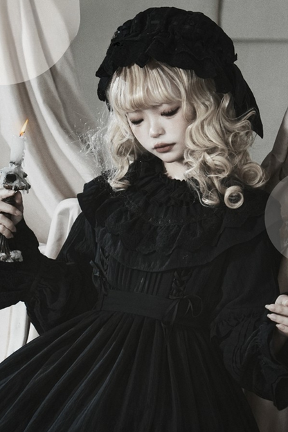 Classic Dark Gothic Style Doll Dress + Baby Hat