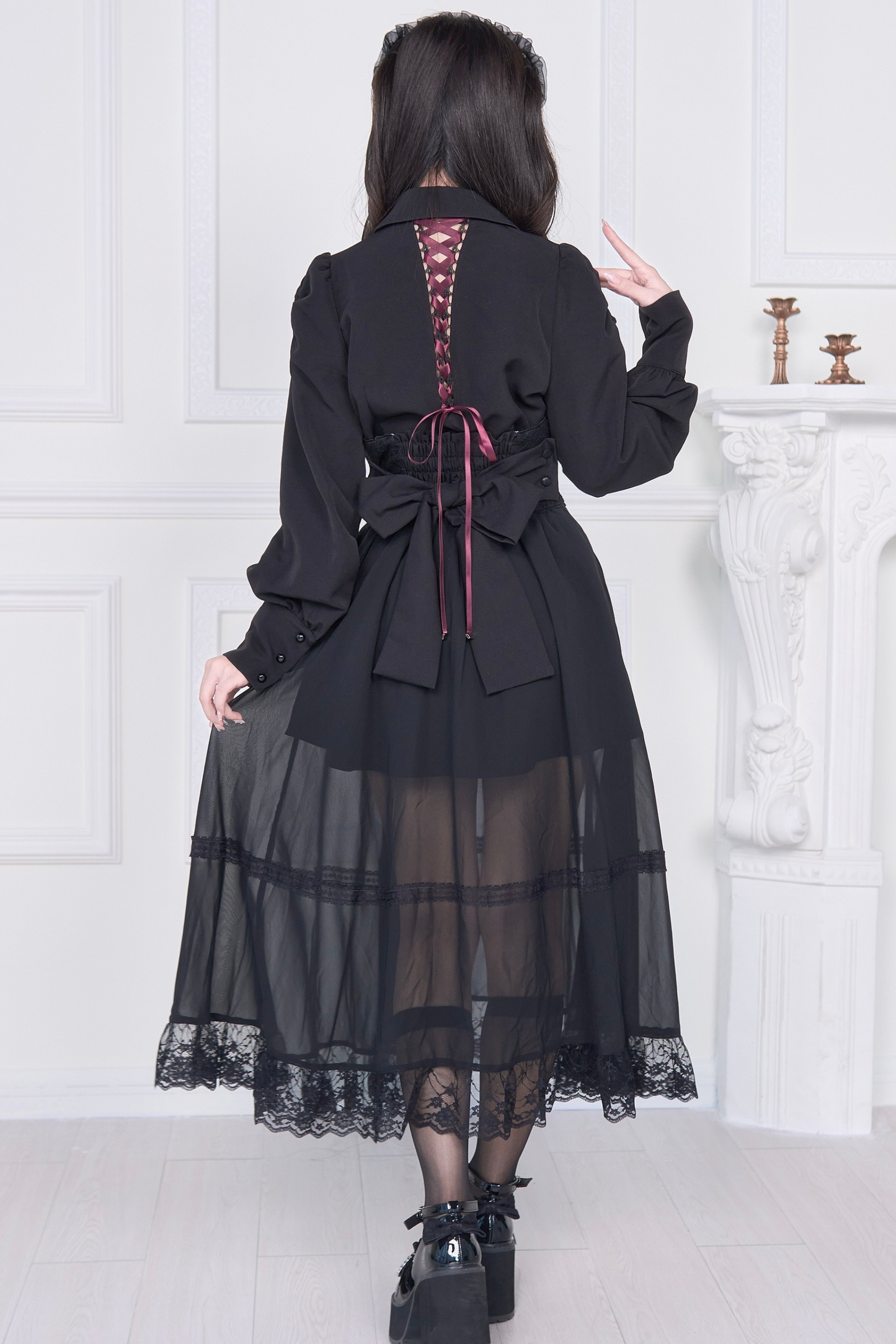 シアーロングメッシュスカート