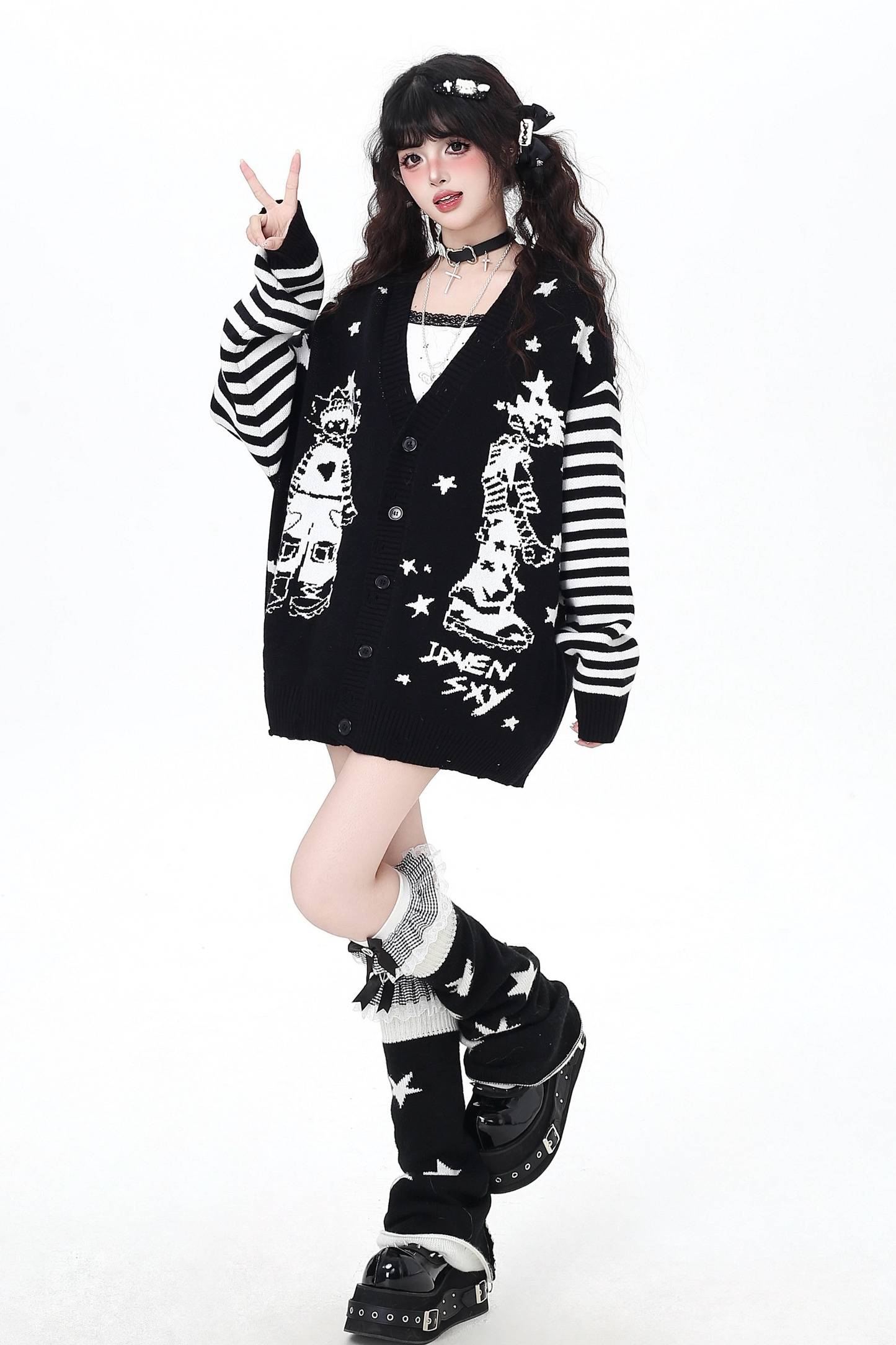 ダークボーダールーズオーバーニットカーディガン