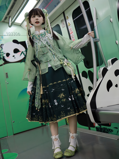 Japanese Pattern Green Panda China Lolita Set