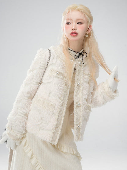 Brandy Apricot Rose Fur Jacquard Frances Jacket