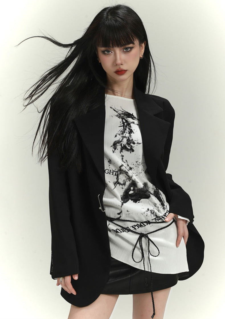 Ghost Girl Black Casual Suit Jacket