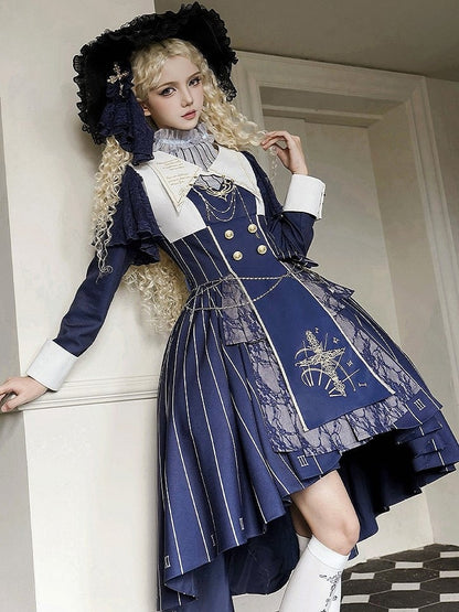 【2月26日予約締切】ゴシックエンブロイダリーストライプ懐中時計シスタードレスフルセット＋ヘッドドレス