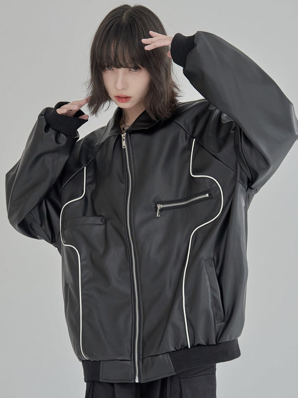 ルーズトップバイクウェアレザージャケット