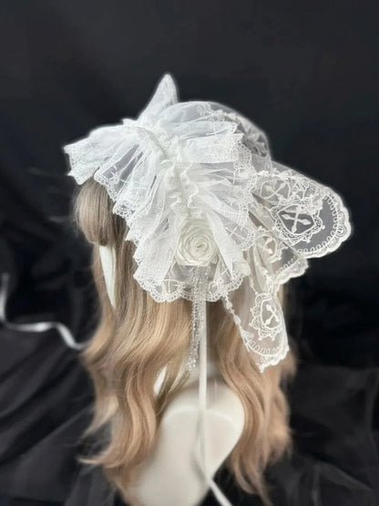 [Date limite de réservation 8 janvier] Set Complet avec Accessoires de Robe Bustier Jacquard Gothic Sombre à Longue Traîne