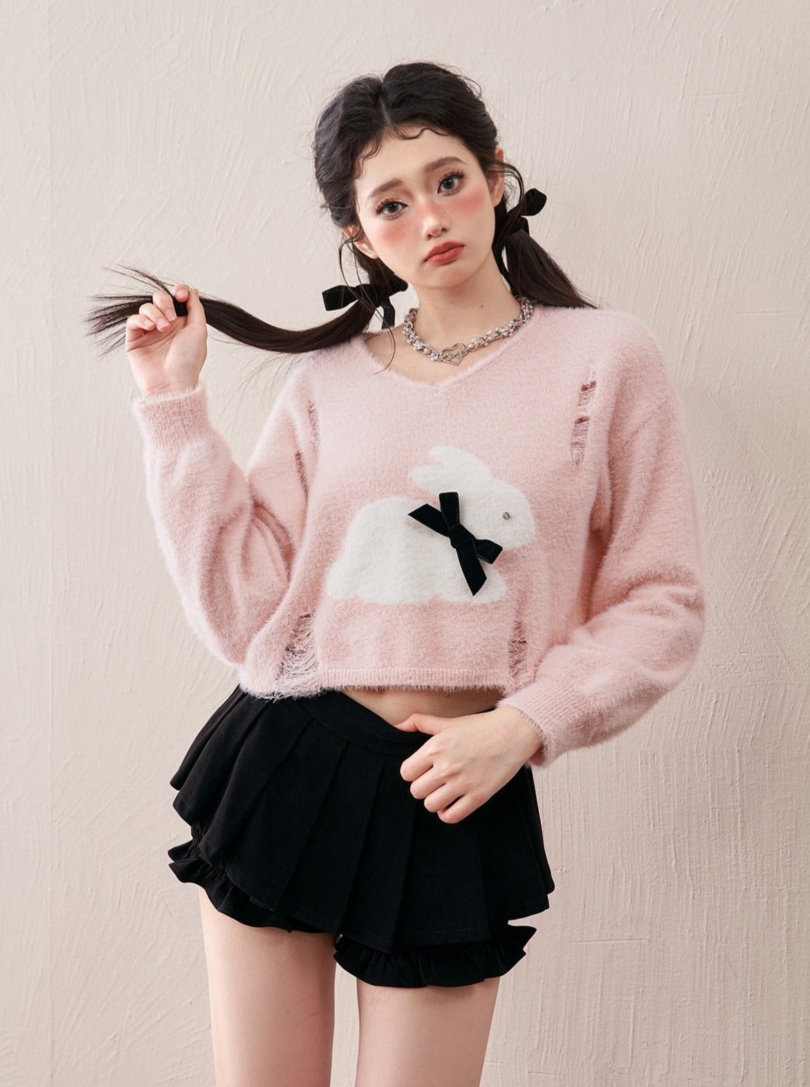 Milky Bunny Sweet Loose Mink Fur Knit