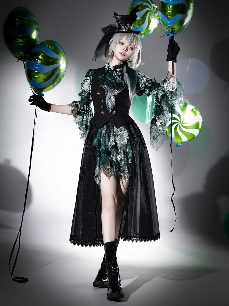 【12月10日予約締切】Bloodstainedプリントフリルスタンドカラー姫袖シャツ