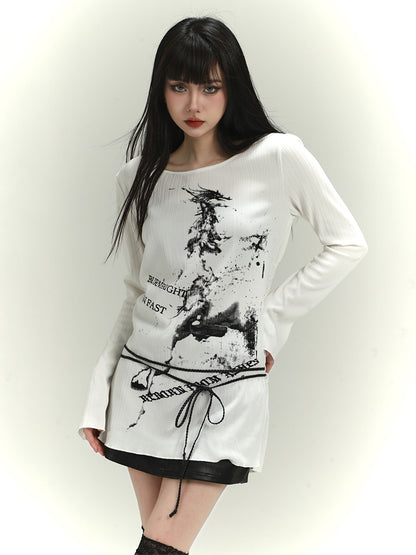 Ghost Girl White Knit T-shirt Dress