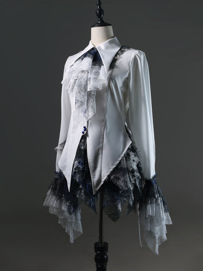 【12月10日予約締切】Bloodstainedピュアホワイトレースポインテッドカラーシャツ