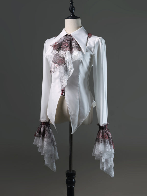 [Deadline for reservations: December 10] Bloodstained Pure White Lace Pointed Collar Shirt