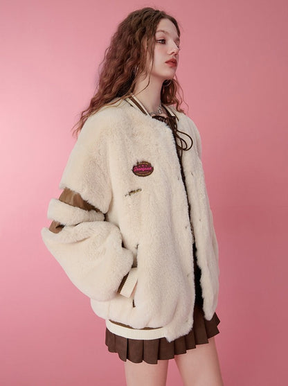 American Retro Uniform Fur Jacket