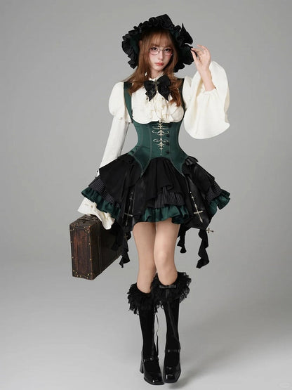 【12月3日予約締切】inverted spell contract ダークゴシックウィッチドレスフルセット＋シャツ＋ベスト＋スカート