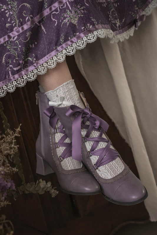 【12月26日予約締切】エレガントアンティークロリータレースアップブーツ