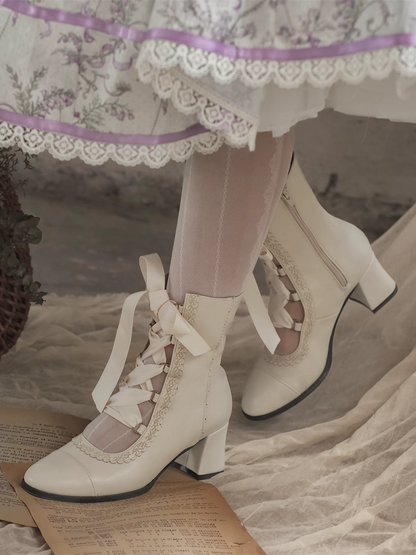 【12月26日予約締切】エレガントアンティークロリータレースアップブーツ