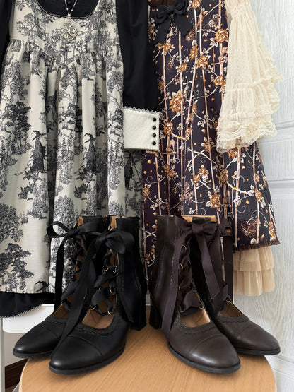 【12月26日予約締切】エレガントアンティークロリータレースアップブーツ