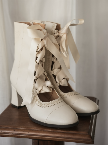 【12月26日予約締切】エレガントアンティークロリータレースアップブーツ