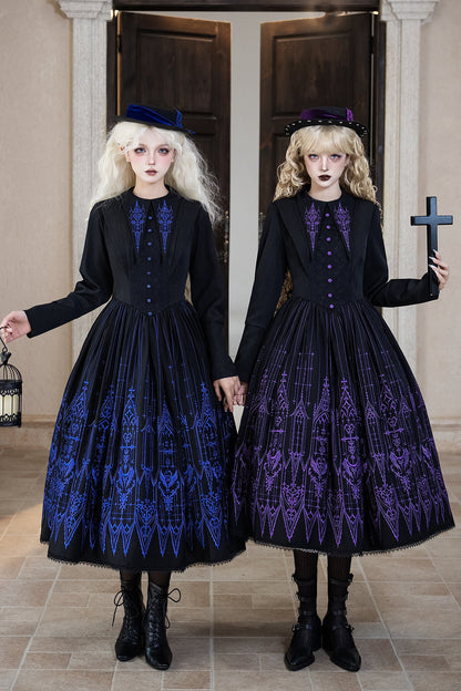 【12月27日予約締切】チャーチエンブロイダリーエレガントポインテッドカラーゴシックドレス