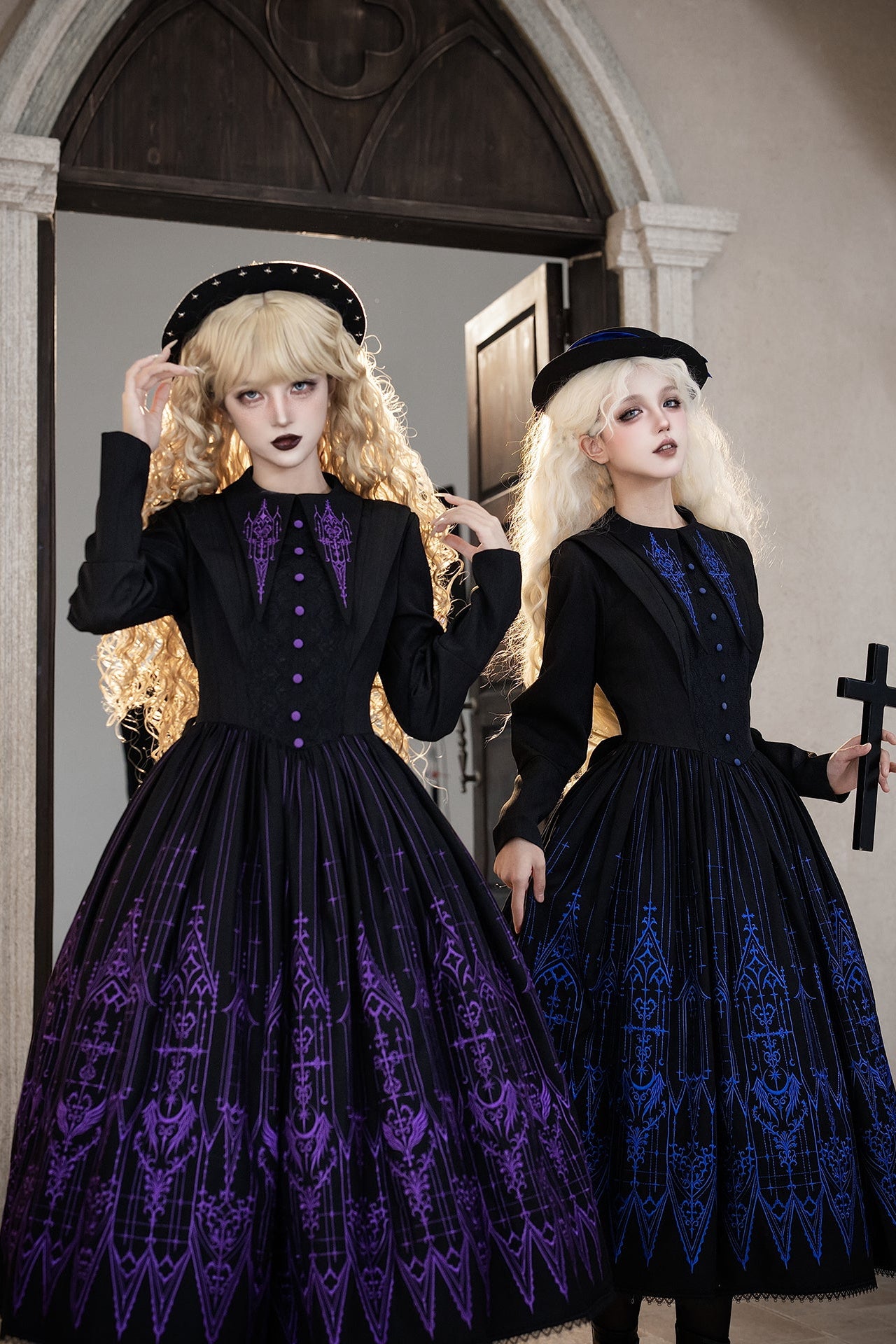 【12月27日予約締切】チャーチエンブロイダリーエレガントポインテッドカラーゴシックドレス