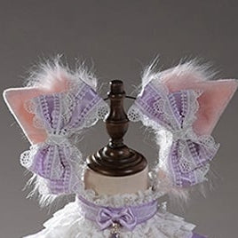 【12月26日予約締切】キャットファンタジーピンクパープルファーリボンティアードドレス＋猫耳ヘッドKC＋レースチョーカー