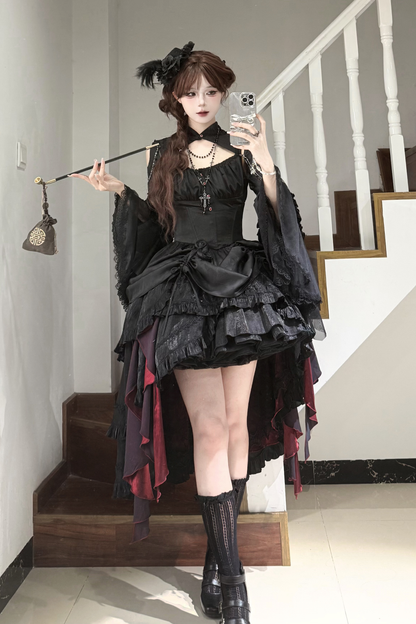 ダークフラワーゴシックロリータセットアップ