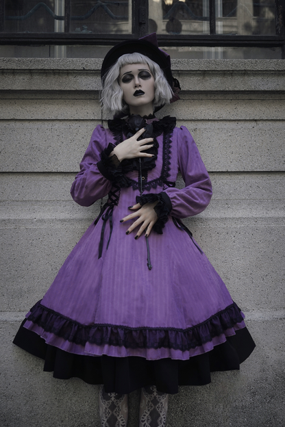 Retro Striped Elegant Gothic Lolita Dress