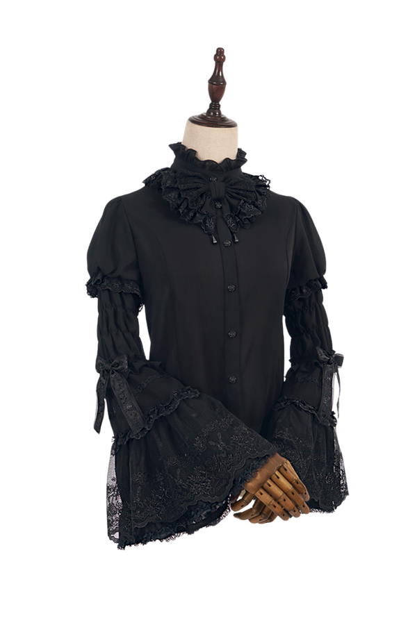 Floral Banquet Princess Sleeve Shirt + Ruffle Lolita Dress