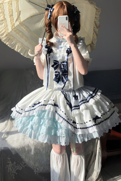 [3월 18일 예약마감] 차이나 드림 원피스 + 점퍼 스커트 + 소매 + 레그 워머 + 머리띠 + 칼라 + 클립 + 리본 + 공주 소매