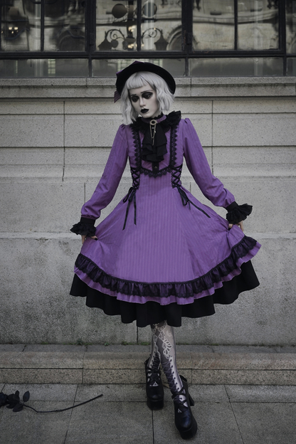 Retro Striped Elegant Gothic Lolita Dress