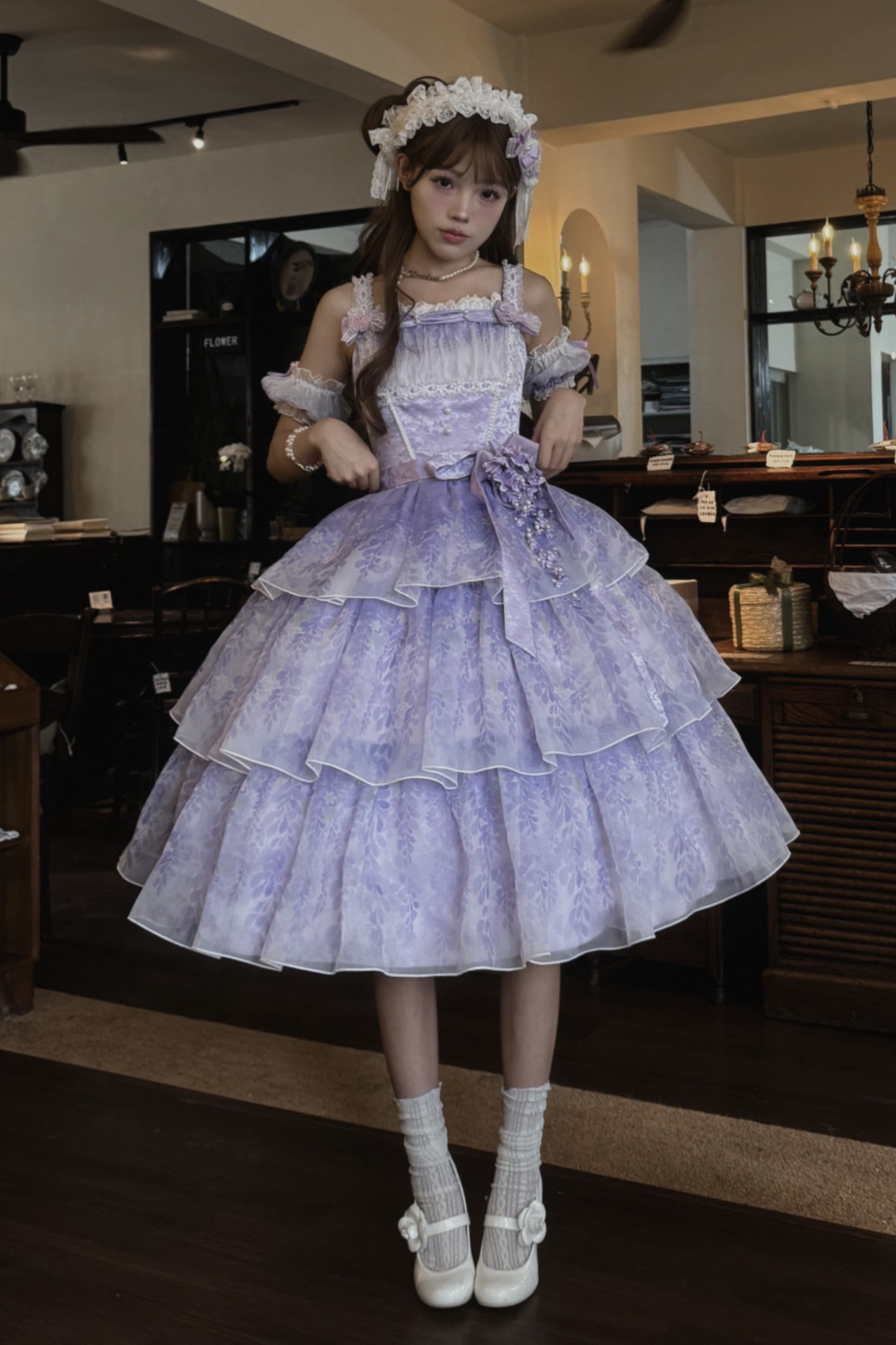 【予約商品】バレエスタイルエレガントドレス+ハット+ヘアバンド+リボンテール