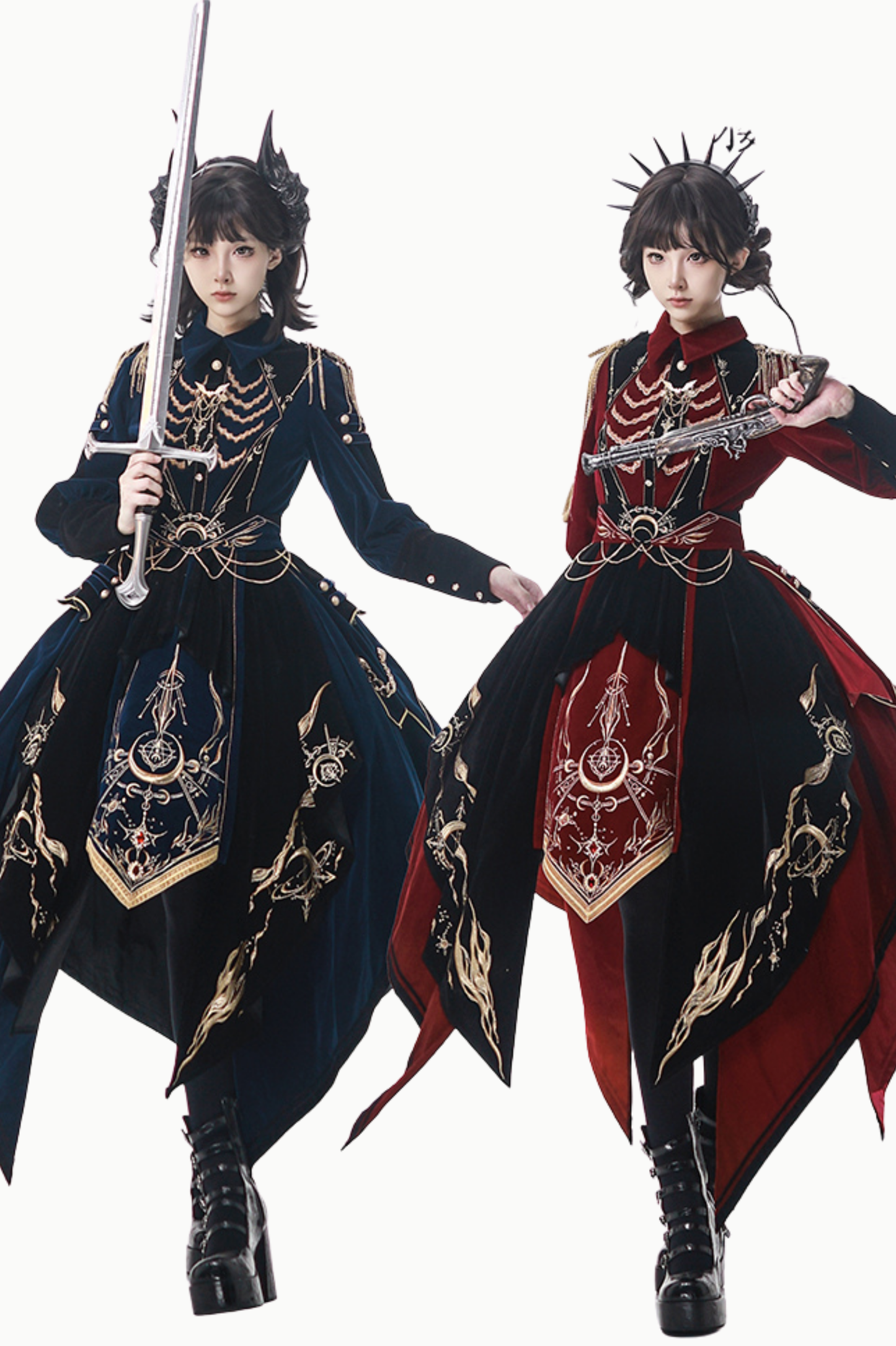 [Pre-order Deadline: November 16] Holy Army Red Black Embroidery Military Uniform Cape Dress Complete Set + Dress Set