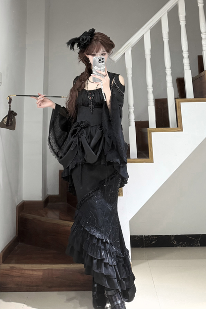 ダークフラワーゴシックロリータセットアップ