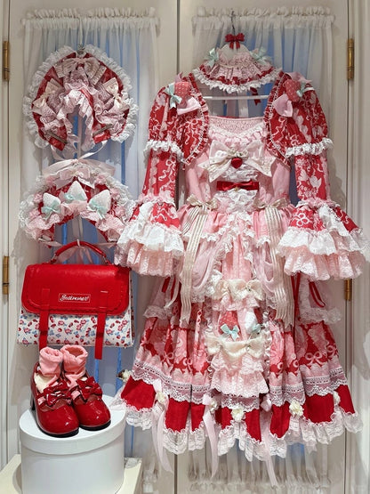 【6月26日予約締切】ストロベリーエンジェルスイートロリータプルアップチュールレイヤードOpドレス（ベルスリーブ付き）