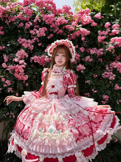 【6月26日予約締切】ストロベリーエンジェルスイートロリータプルアップチュールレイヤードOpドレス（ベルスリーブ付き）