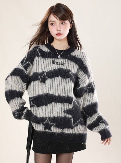 American Retro Star Border Loose Knit