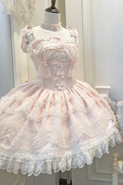 甜美珍妮蘿莉塔吊帶裙+項鍊+帽子+髮帶