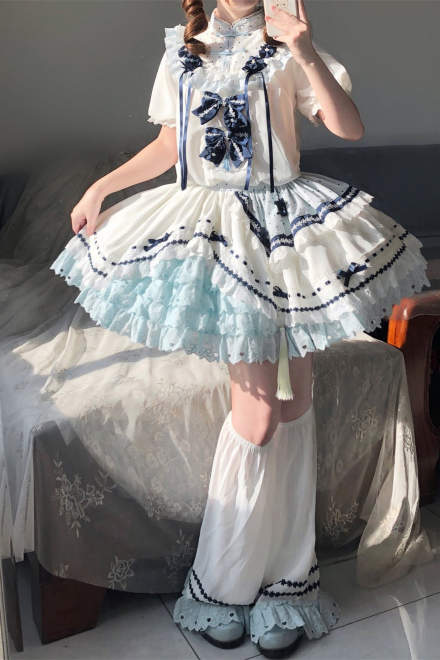 [3월 18일 예약마감] 차이나 드림 원피스 + 점퍼 스커트 + 소매 + 레그 워머 + 머리띠 + 칼라 + 클립 + 리본 + 공주 소매