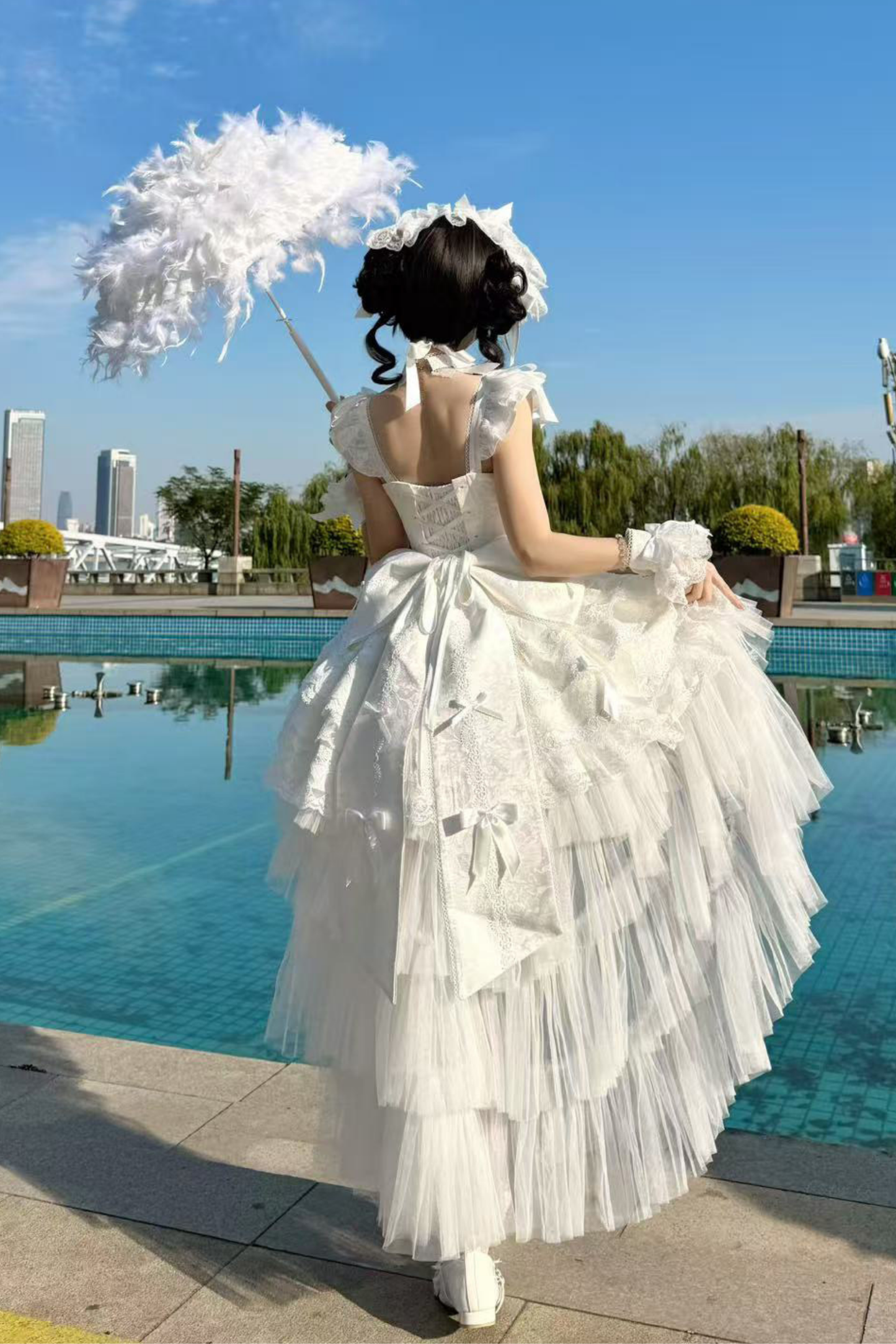 【予約商品】プリンセスバレエケーキロリータドレス+ヘアバンド+ネックレス+スリーブ+テール