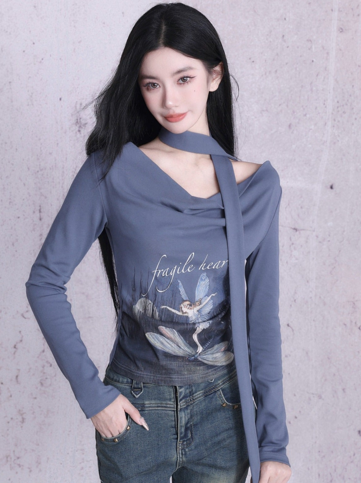 Butterfly Girl Slim Neck Scarf Tops