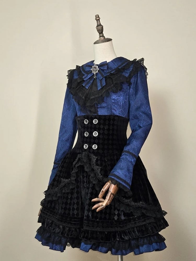 Spider Web Gothic Lace Ribbon Shirt