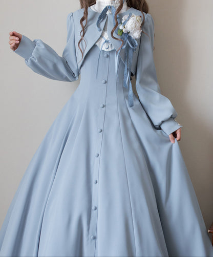 【Reservation deadline February 23】Classic Elegant Series Frill Stand Collar Flare Long Dress