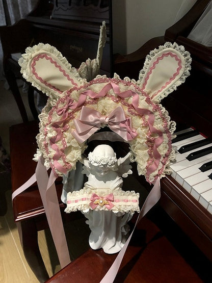 【12月17日予約締切】ピンクフローラルスイートロリータティアードドレス＋うさ耳ボンネット＋アクセサリー