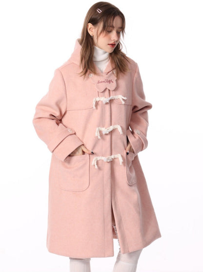 Mid-length Hooded Wool Coat