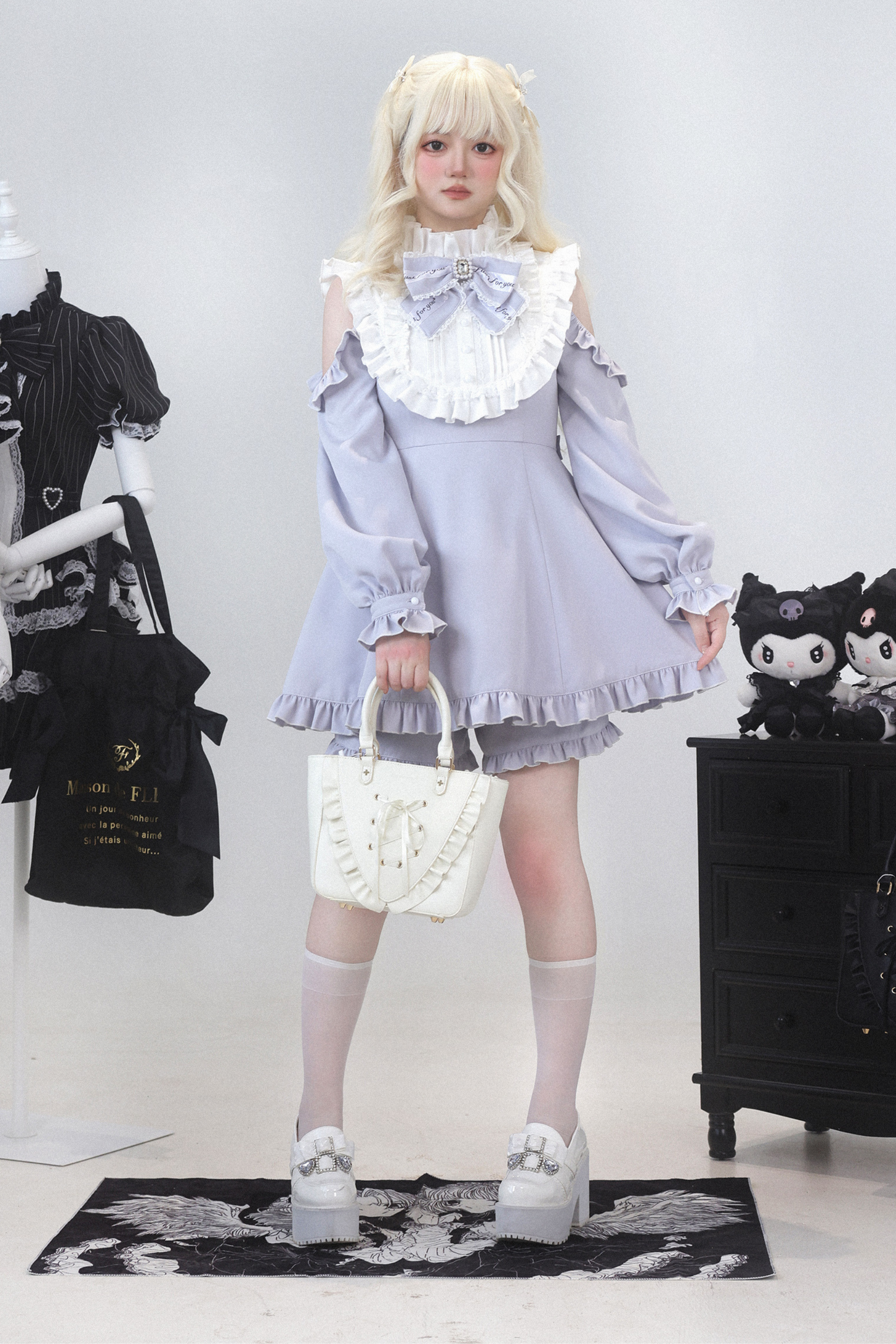 ローズプリンセスオフショルダーフリルリボントップス