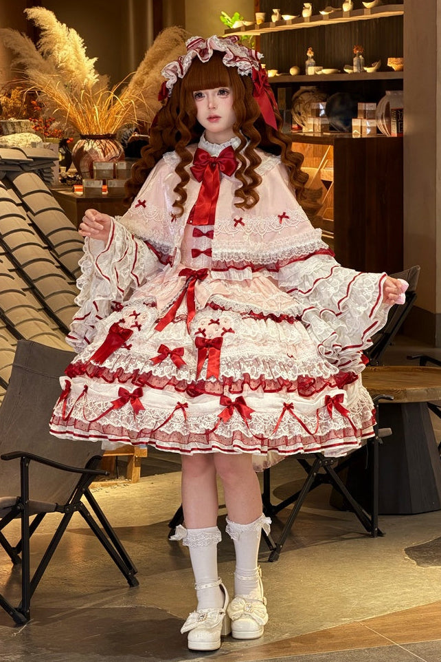 [Vorbestellfrist 13. Juli] Blau x Weiß/Rot x Rosa süße Lolita-Kaninchenserie Hasenohren-Spitzen-Schleifen-Umhang