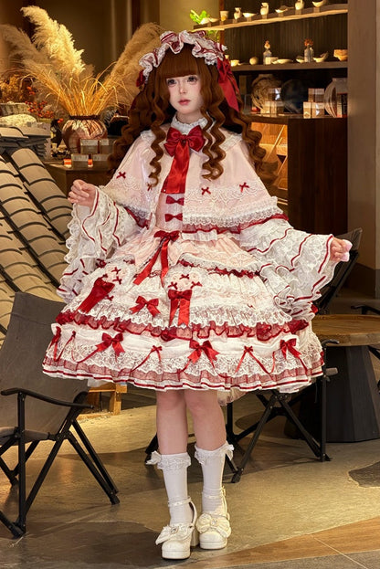 [Vorbestellfrist 13. Juli] Blau x Weiß/Rot x Rosa süße Lolita-Kaninchenserie Hasenohren-Spitzen-Schleifen-Umhang