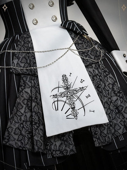 【2月26日予約締切】ゴシックエンブロイダリーストライプ懐中時計シスタードレスフルセット＋ヘッドドレス
