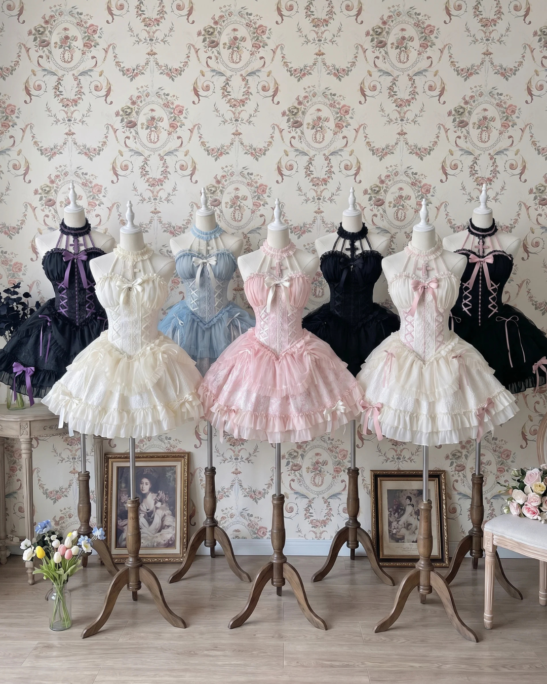 [Fecha límite de reserva: 8 de agosto] Vestido lolita de muñeca con cuello halter cruzado y tutú