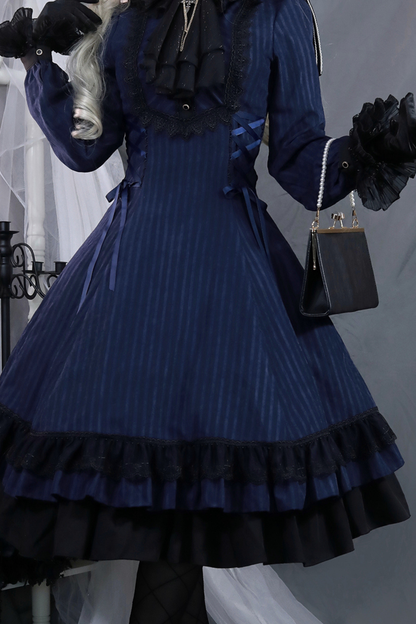 Retro Striped Elegant Gothic Lolita Dress